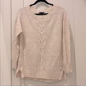 Tommy Hilfiger cream & pink confetti cable knit sweater size M